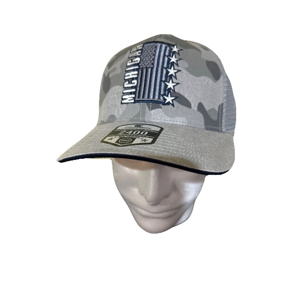University of Michigan Wolverines Gray Camo Mesh OHT Snapback Hat Cap
